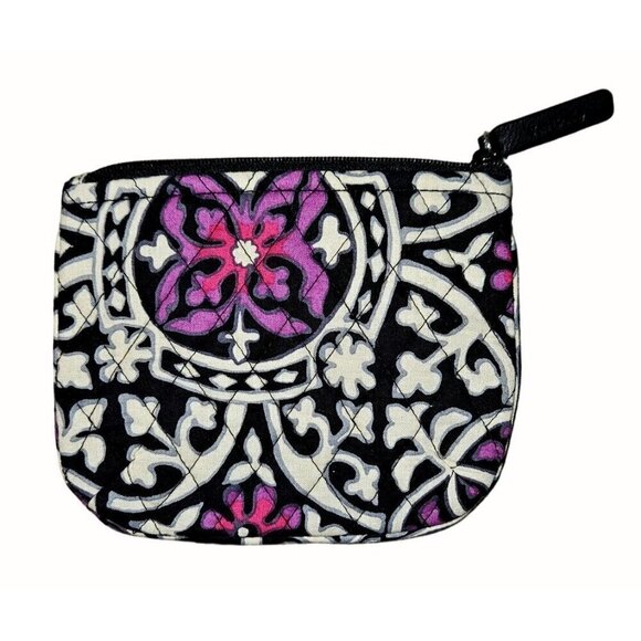 Vera Bradley Makeup Bag Zip Closure 7X5 Scroll Medallion Purple Black White NEW - Picture 2 of 11